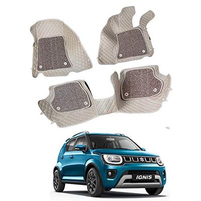 7D Car Mats Compatible with Maruti Suzuki Ignis, Color - Beige, AGMSI7D