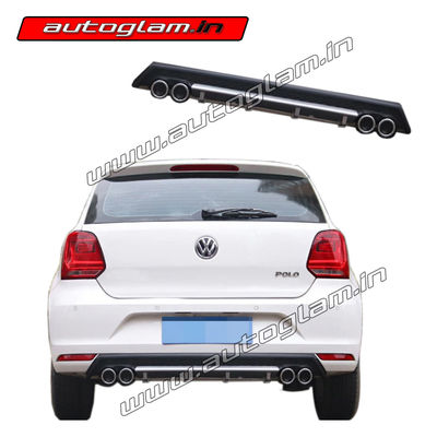 Volkswagen Polo 2010-2020 Rear Bumper Diffuser with Dual Chrome Tip, AGVWP609RD