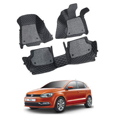 7D Car Mats Compatible with Volkswagen Polo (Manual), Color - Black, AGVWP7D254