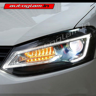 Volkswagen Polo 2010-22 AUDI A4 Style Projector Headlights, AGVWA961H55W
