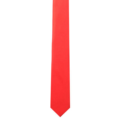 Tiekart men red plain solids skinny slim tie