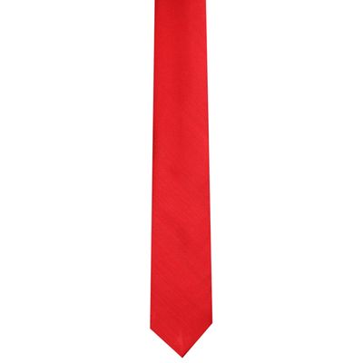 Tiekart men red plain solids skinny slim tie