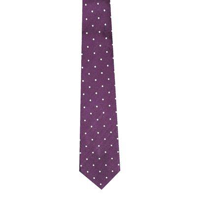 purple silk geometric/polka 5fold ties for men