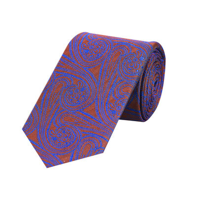 5 FOLD Tie - Blue & Brown silk floral paisley 5 Fold ties for men