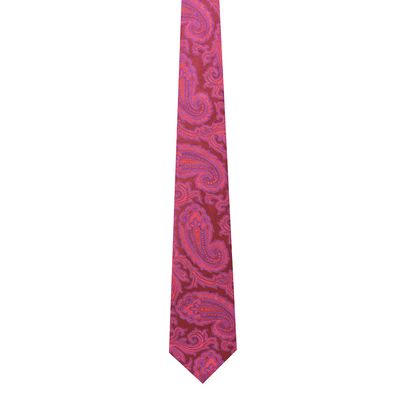 5 FOLD Tie - Maroon silk floral paisley 5 Fold ties for men