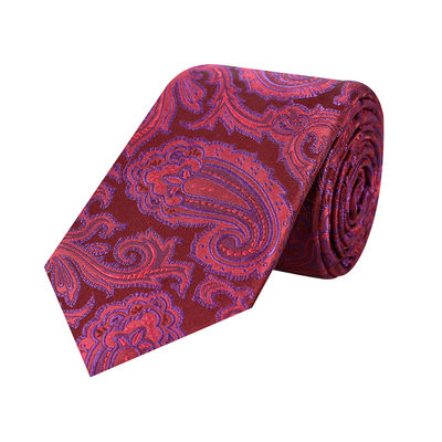 5 FOLD Tie - Maroon silk floral paisley 5 Fold ties for men