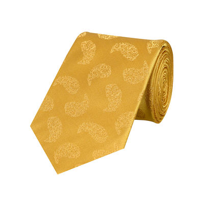 5 FOLD Tie - Mustard Yellow silk floral paisley 5 Fold ties for men