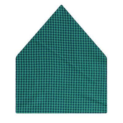 Tiekart men green checked silk pocket square