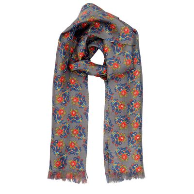 Tiekart men multi floral silk long scarf