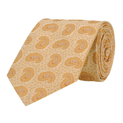 Tiekart men yellow paisley woven silk tie