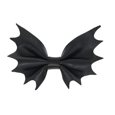 Tiekart kids black plain solids leather bow tie