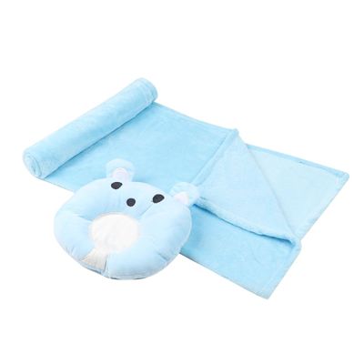 Tiekart - Blanket with Cute Teddy pillow, Perfect for your little baby - Blue