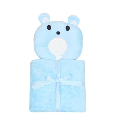 Tiekart - Blanket with Cute Teddy pillow, Perfect for your little baby - Blue