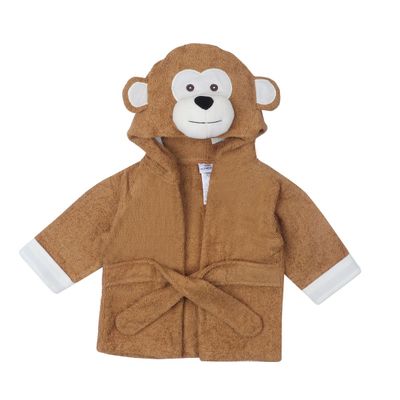 Tiekart Kids Monkey design hooded Bathrobe with waist belt - Brown