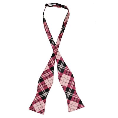 Tiekart men pink checked open bow tie