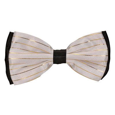 Tiekart men silver striped  knotted double bow tie