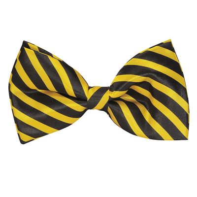 Tiekart men yellow striped  knotted double bow tie