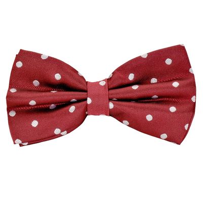 Tiekart men maroon polka dot  knotted double bow tie