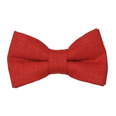 Tiekart men red plain solids linen knotted double bow tie