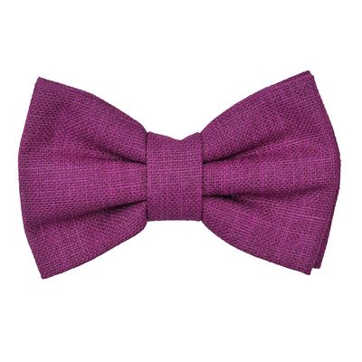 Tiekart men purple plain solids linen knotted double bow tie