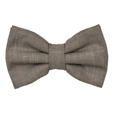 Tiekart men grey plain solids linen knotted double bow tie