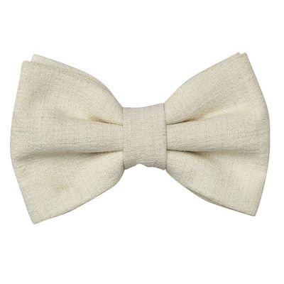 Tiekart men white plain solids linen knotted double bow tie