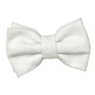 Tiekart men white plain solids  knotted double bow tie