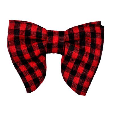 Tiekart men red checked woollen knotted double bow tie