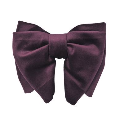 Tiekart men purple plain solids velvet knotted double bow tie