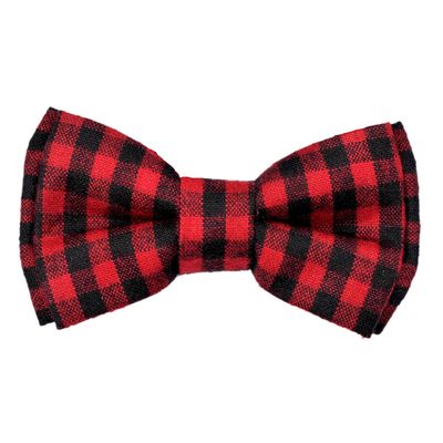 Tiekart men red checked woollen knotted double bow tie