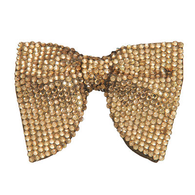 Pale Gold Stone Embelished Designer Partywear and Wedding Bow Tie for Men