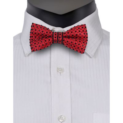 Bow Tie- Red and Black Stone Embelished Designer Partywear and Wedding Bow Tie for Men