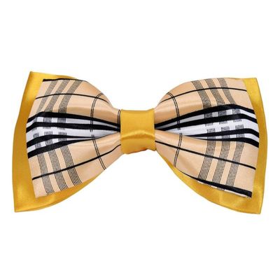 Tiekart men yellow checked  knotted double bow tie