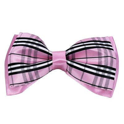 Tiekart men pink checked  knotted double bow tie