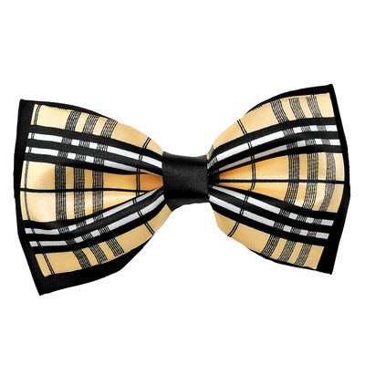 Tiekart men cream checked  knotted double bow tie