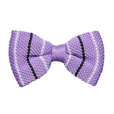 Lavender Striped Knitted Bow Tie for Men