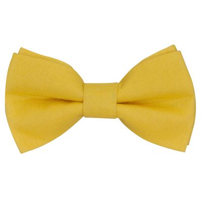 Tiekart men yellow plain solids linen+cotton knotted double bow tie