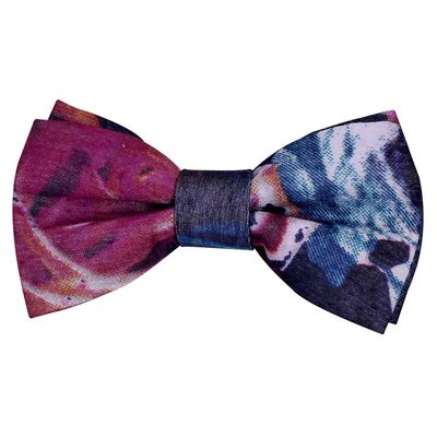 Tiekart men multi  linen+cotton knotted double bow tie