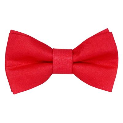 Tiekart men red plain solids linen+cotton knotted double bow tie