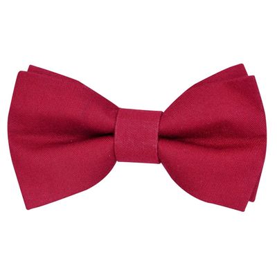 Tiekart men maroon plain solids linen+cotton knotted double bow tie