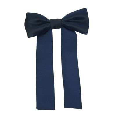 Blue Plain Solid Partywear Long Bow Tie for Men