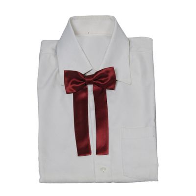 Maroon Plain Solid Partywear Long Bow Tie for Men