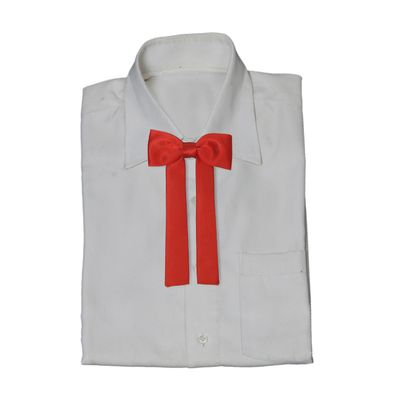 Red Plain Solid Partywear Long Bow Tie for Men