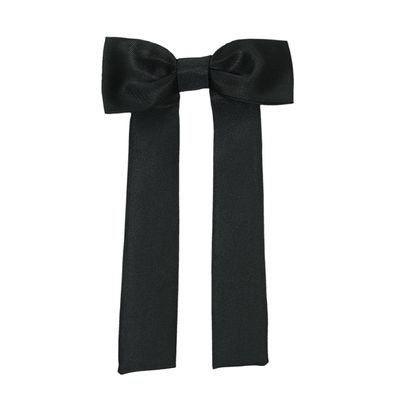 Black Plain Solid Partywear Long Bow Tie for Men