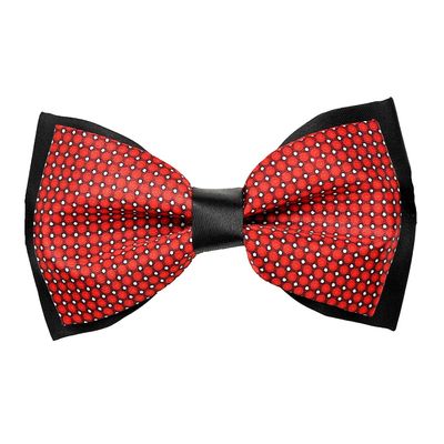 Tiekart men red polka dot knotted double bow tie