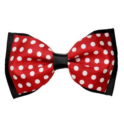 Tiekart men red polka dot knotted double bow tie