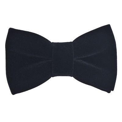 Tiekart men black plain solids velvet knotted bow tie