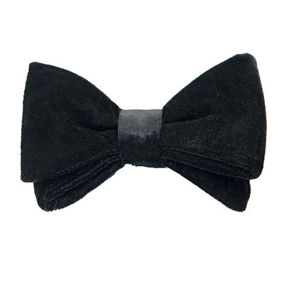 Black Plain Velvet Designer Partywear Bow Tie for Men