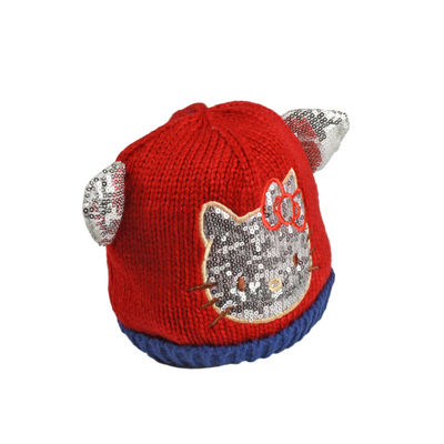 Red Designer Winter Warm Woolen Cap for Kids