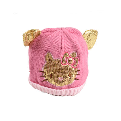 Pink Designer Winter Warm Woolen Cap for Kids